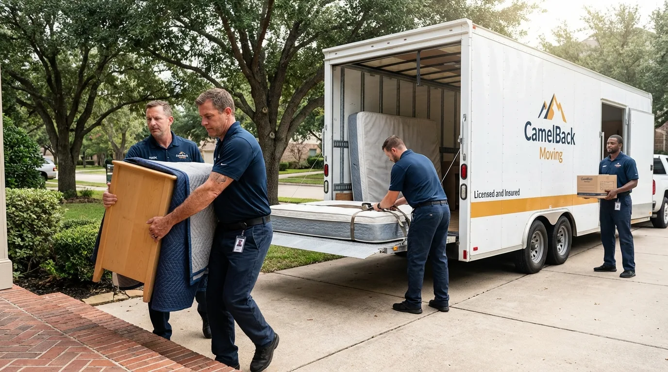 Crew loading residential truck for cross-state move from Johnstown, PA