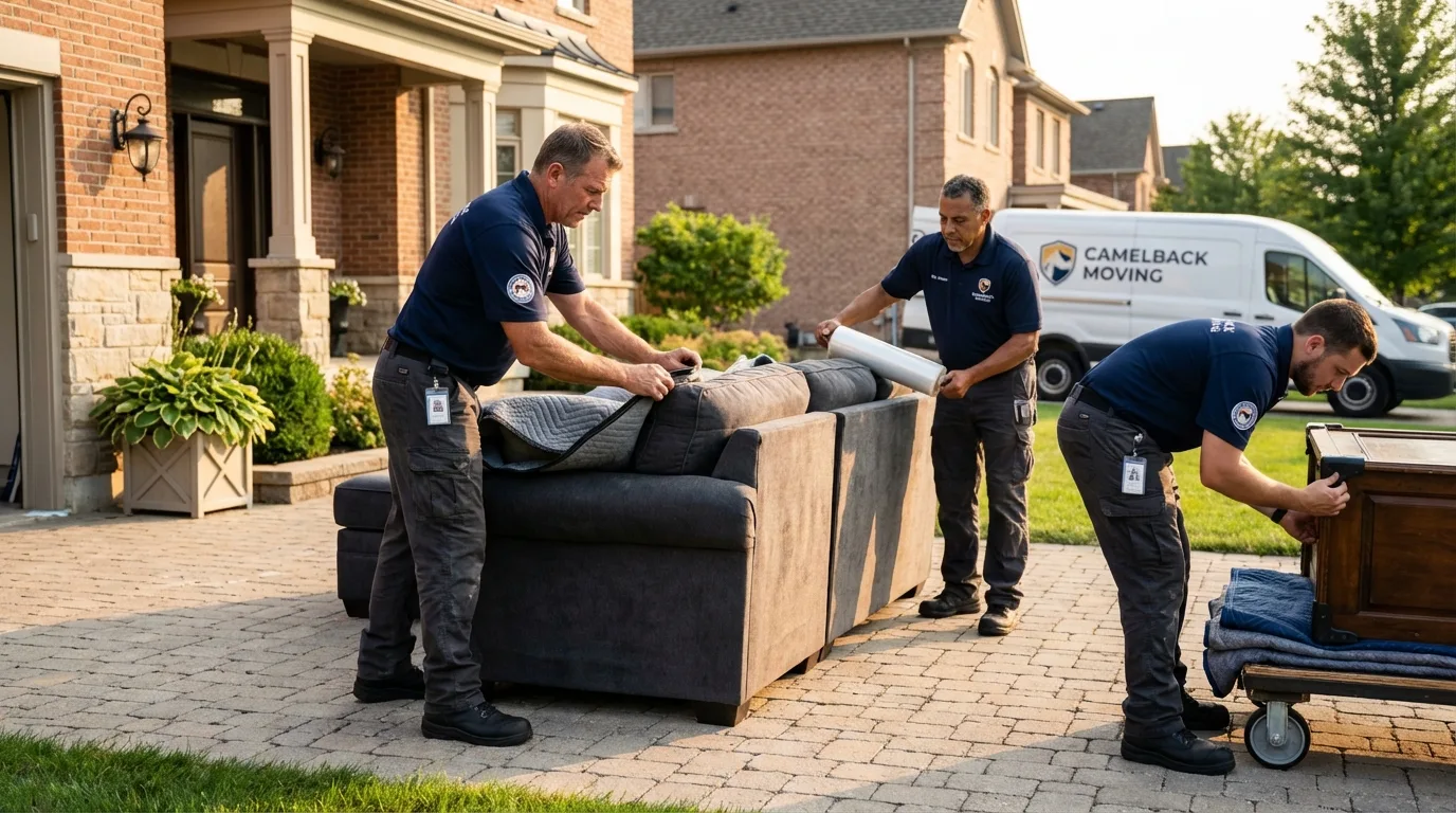 Large estate moving crew wrapping furniture in Johnstown, PA