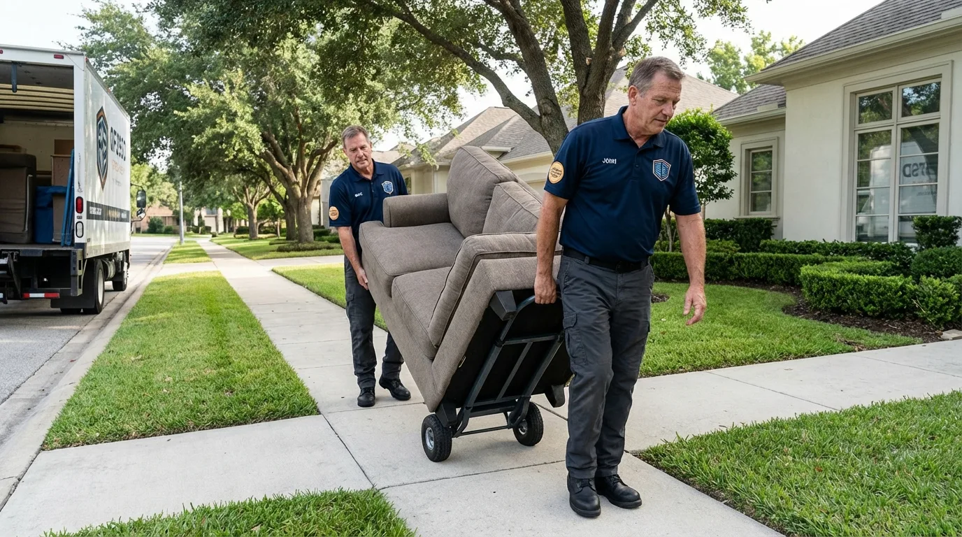 Local residential moving crew loading furniture in Johnstown, PA