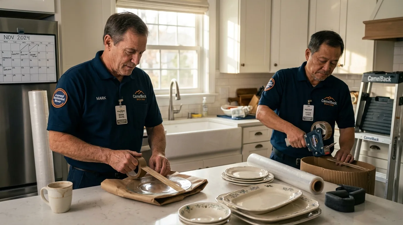 Professional crew packing kitchen dishware in Johnstown, PA